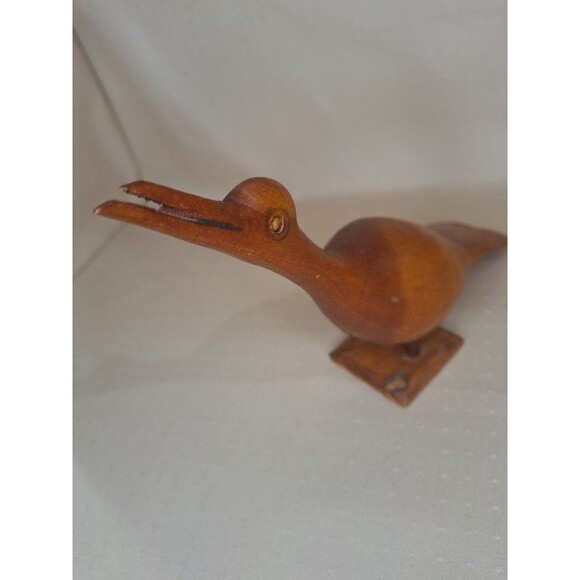 Vintage Wood Carved Bird Roadrunner Shaped 10" Tall x 6" Wide Art Deco - Picture 6 of 10